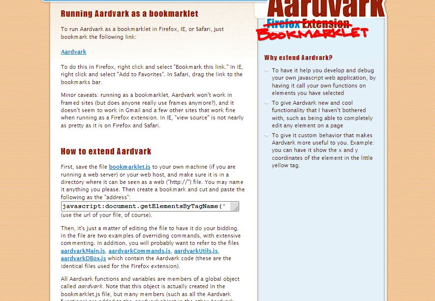 Aardvark (Bookmarklet) Alternatives