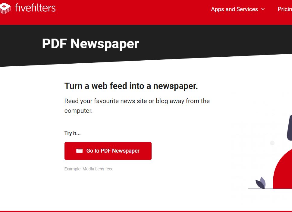 FiveFilters PDF Newspaper Alternatives